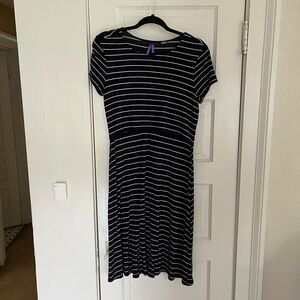 Seraphine Navy and White Stripe Maternity Dress